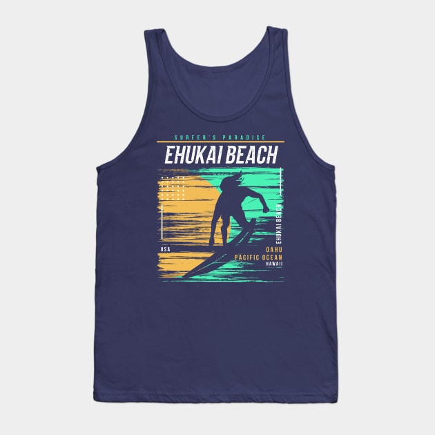 Retro Surfing Ehukai Beach Oahu Hawaii // Vintage Surfer Beach // Surfer's Paradise Tank Top by Now Boarding